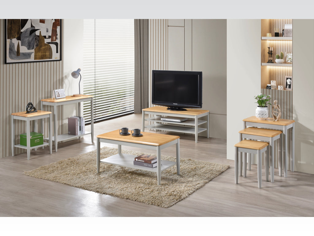 Altona TV Unit - Light Oak and Stone Grey