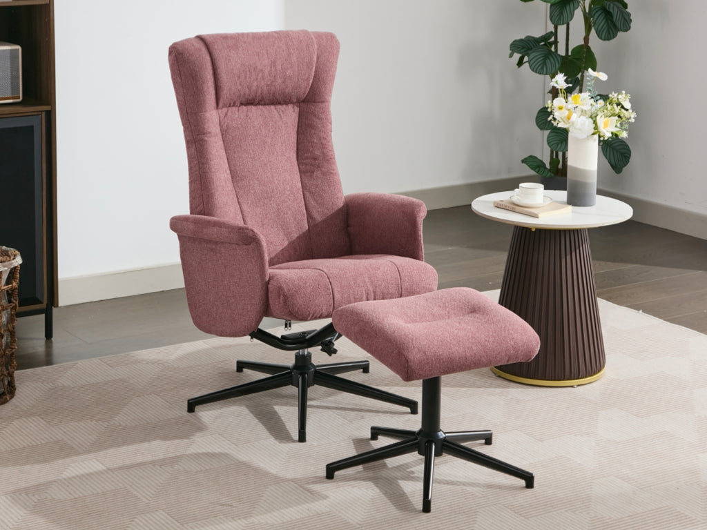 Apero Manual Push-Back Swivel TV Chair with Stool
