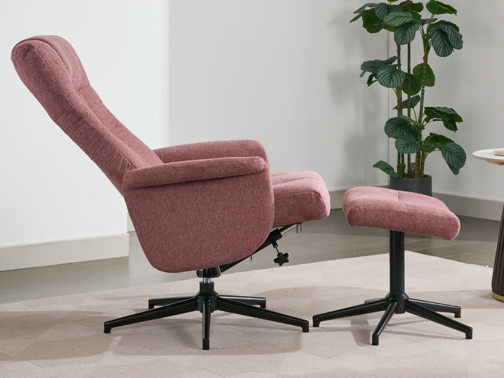 Apero Manual Push-Back Swivel TV Chair with Stool