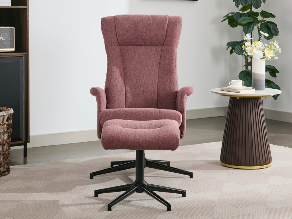 Apero Manual Push-Back Swivel TV Chair with Stool