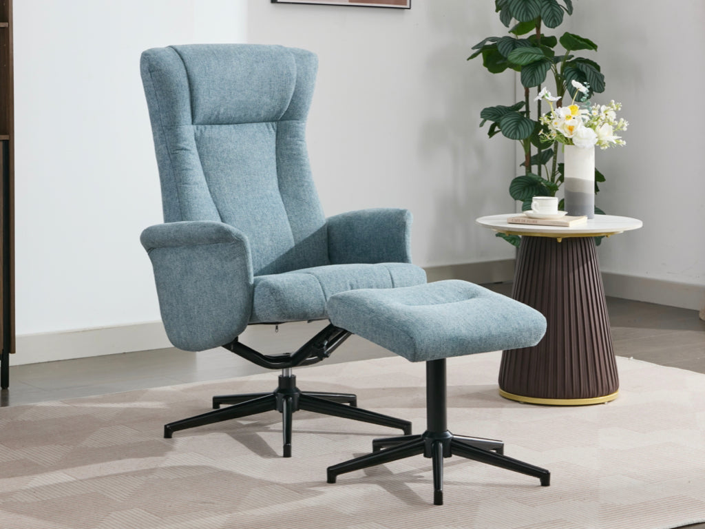 Apero Manual Push-Back Swivel TV Chair with Stool