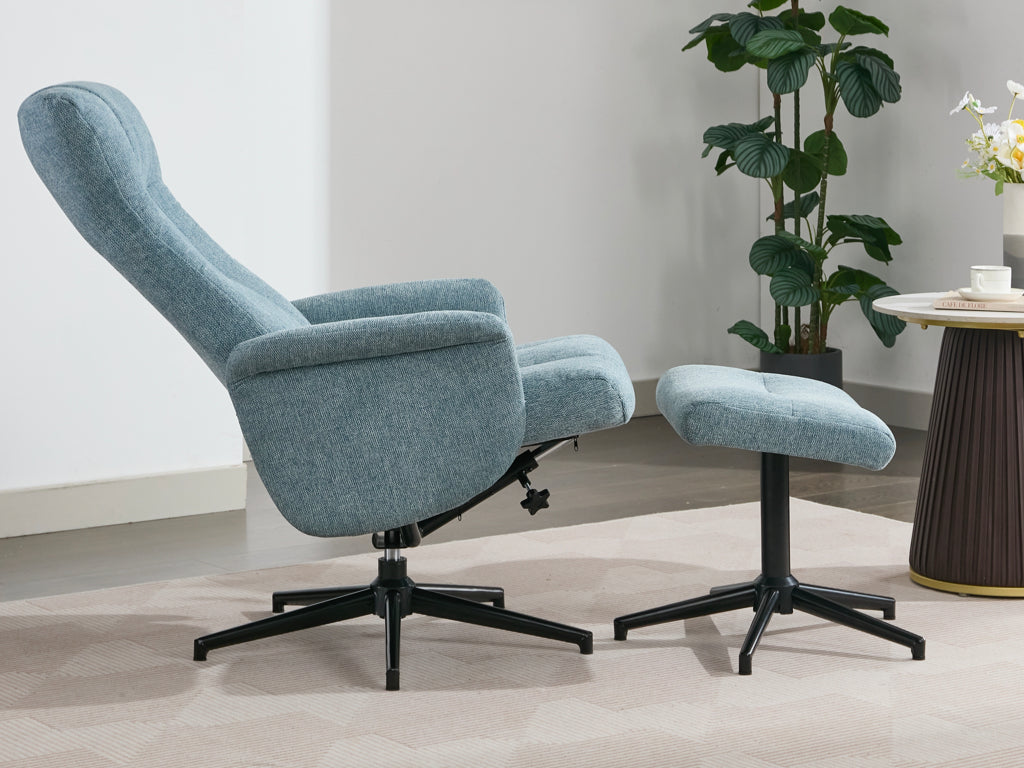Apero Manual Push-Back Swivel TV Chair with Stool