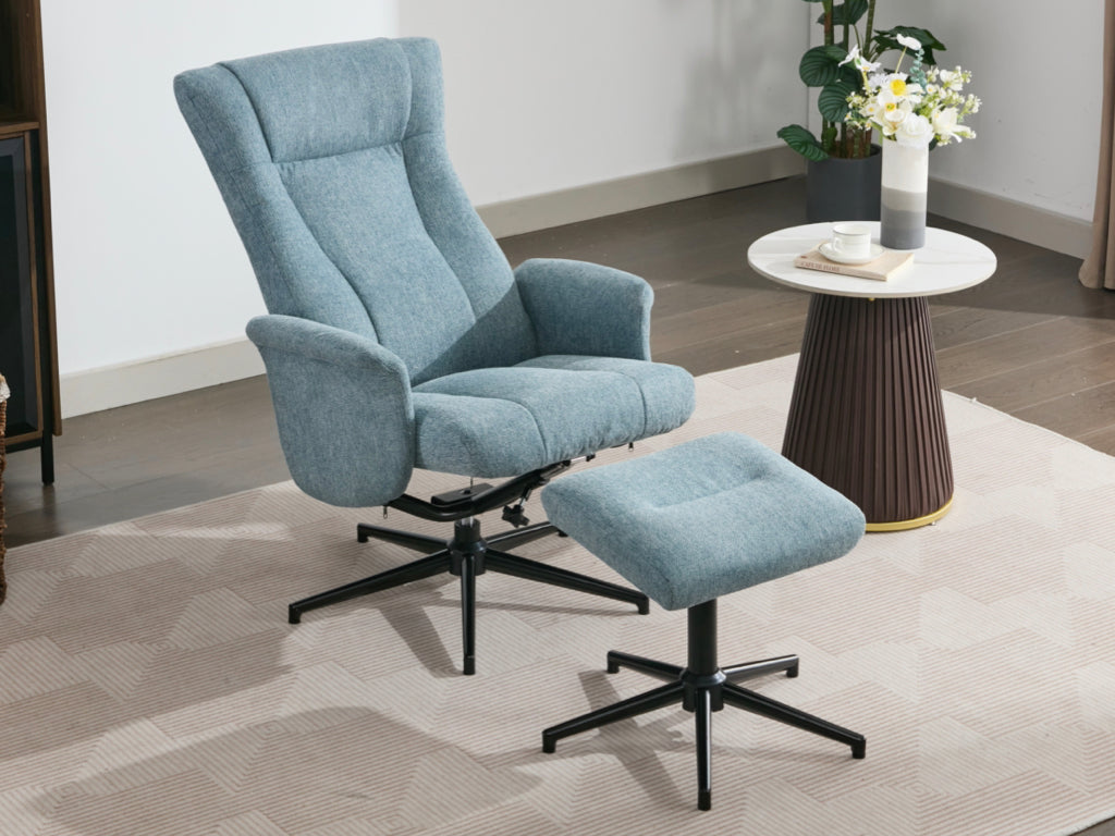 Apero Manual Push-Back Swivel TV Chair with Stool