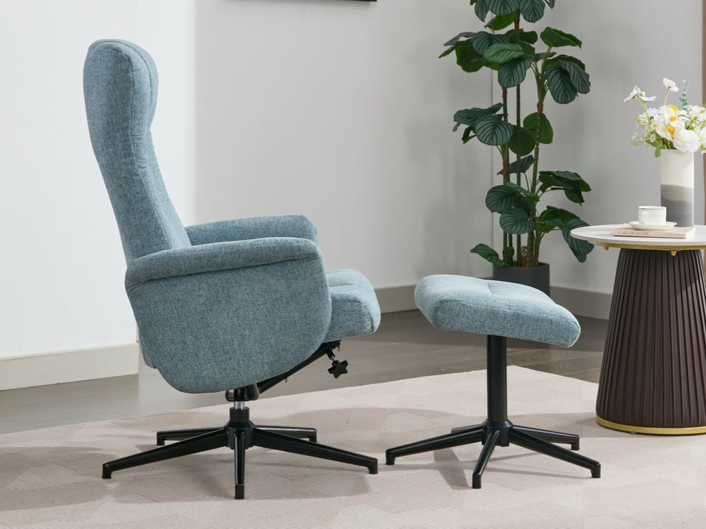 Apero Manual Push-Back Swivel TV Chair with Stool