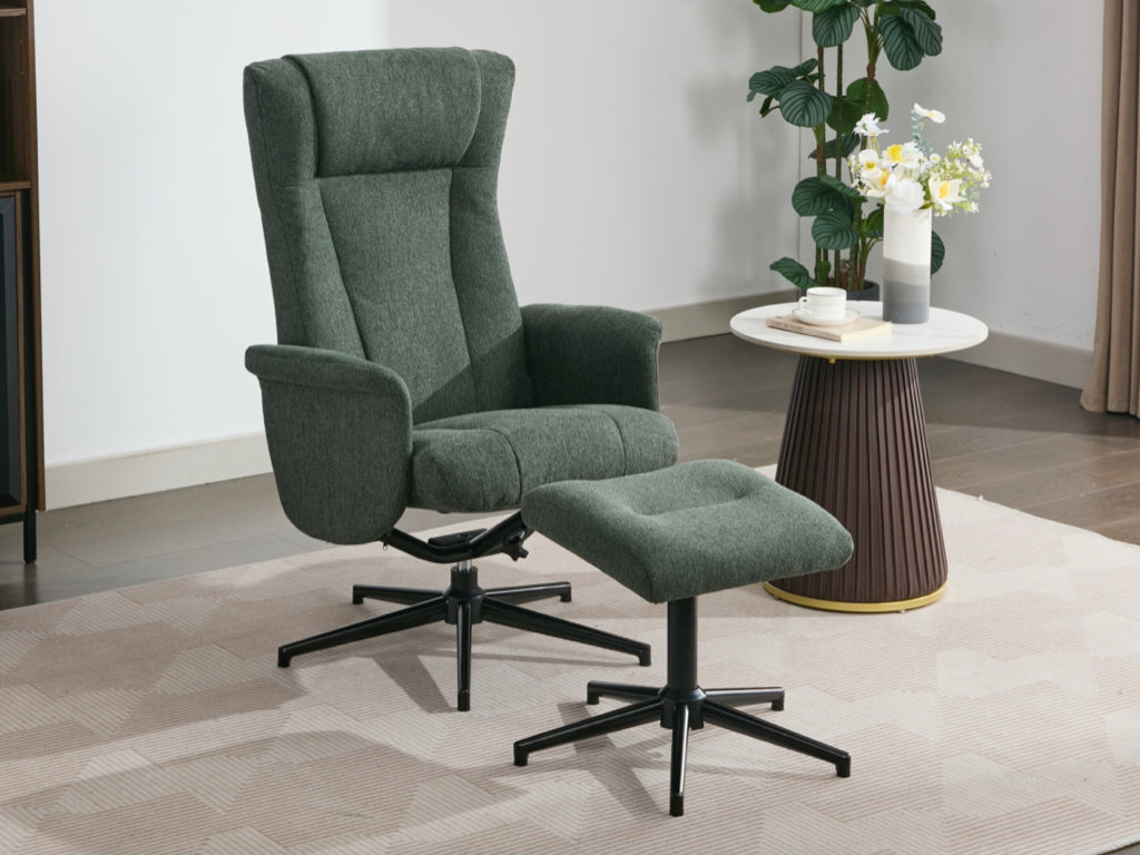Apero Manual Push-Back Swivel TV Chair with Stool