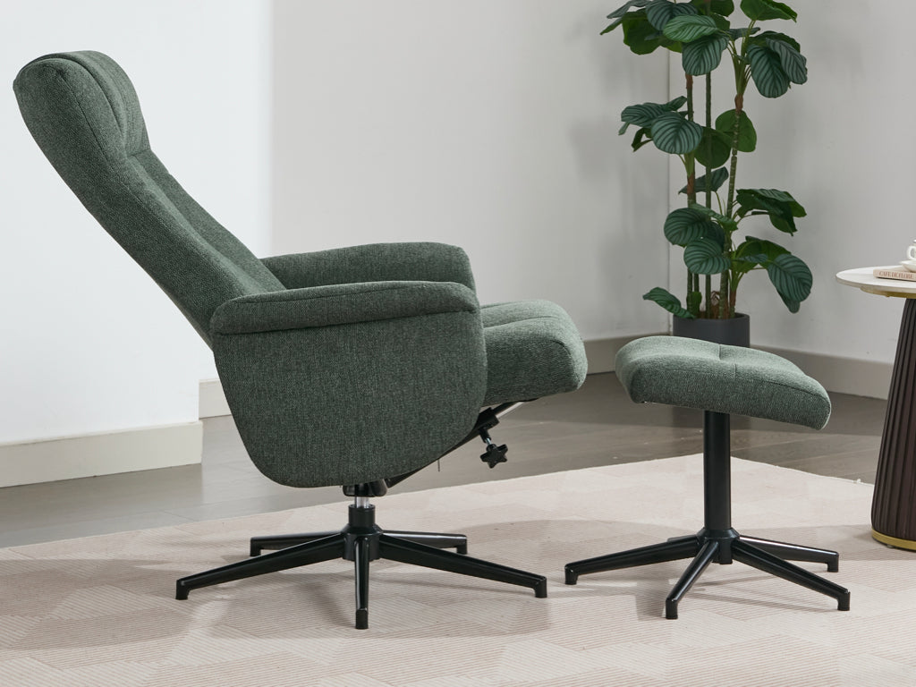 Apero Manual Push-Back Swivel TV Chair with Stool