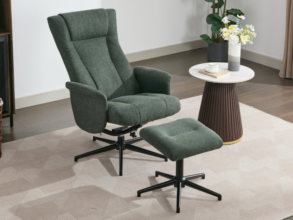Apero Manual Push-Back Swivel TV Chair with Stool