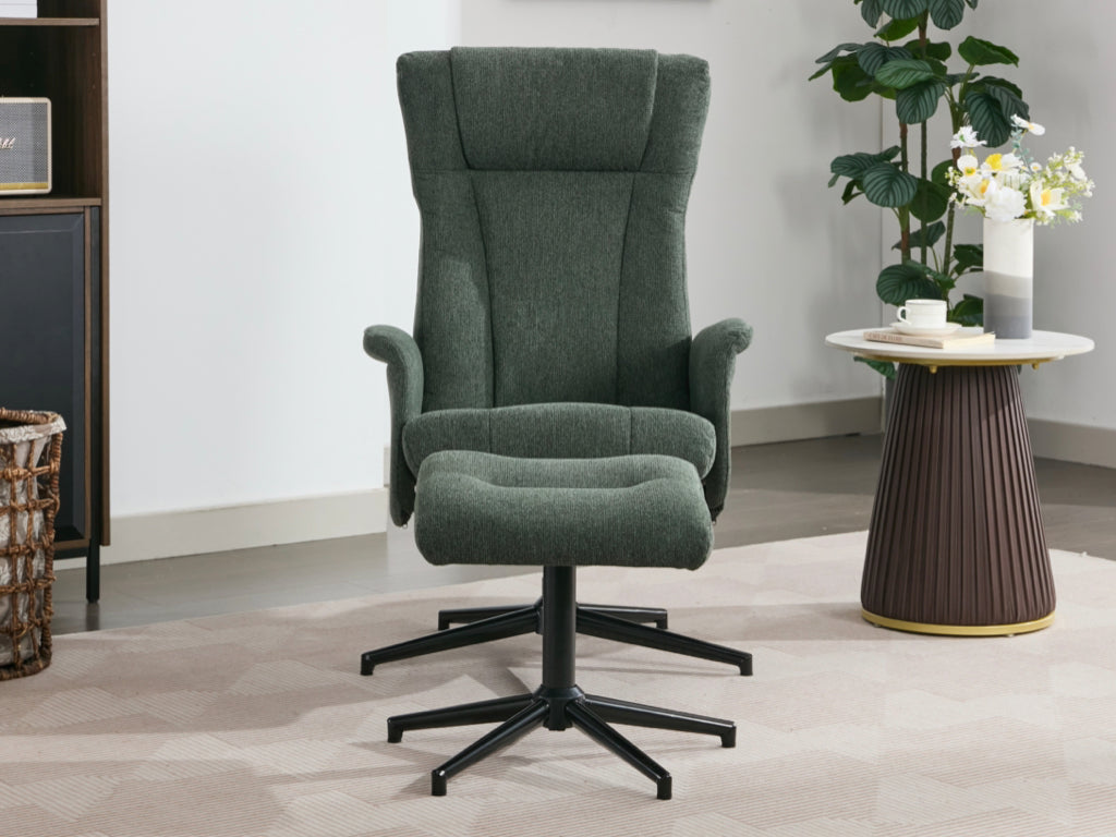Apero Manual Push-Back Swivel TV Chair with Stool