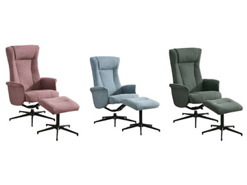 Apero Manual Push-Back Swivel TV Chair with Stool