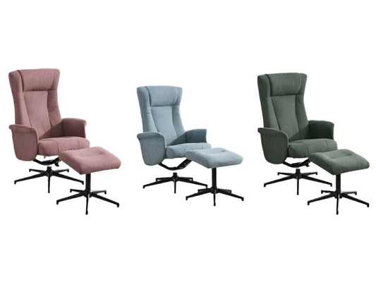 Apero Manual Push-Back Swivel TV Chair with Stool