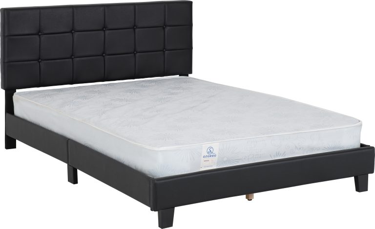 Arran 4'6" Double Bed - Black Faux Leather