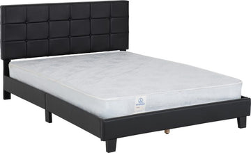 Arran 4'6" Double Bed - Black Faux Leather