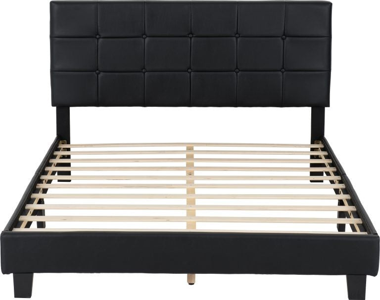 Arran 4'6" Double Bed - Black Faux Leather