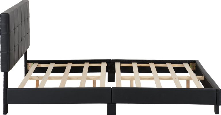 Arran 4'6" Double Bed - Black Faux Leather