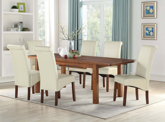 Andorra Acacia 165cm Dining Set - 6 Cream Sophie Dining Chairs