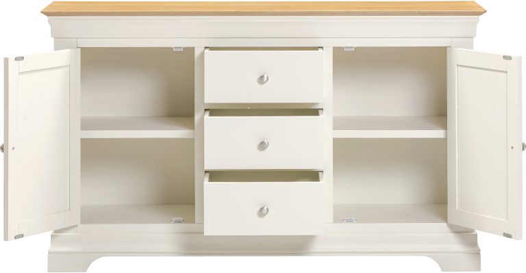 Bordeaux 2 Door 3 Drawer Sideboard - Ivory/Oak