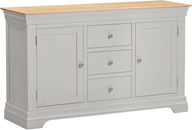 Bordeaux 2 Door 3 Drawer Sideboard - Pebble Grey/Oak