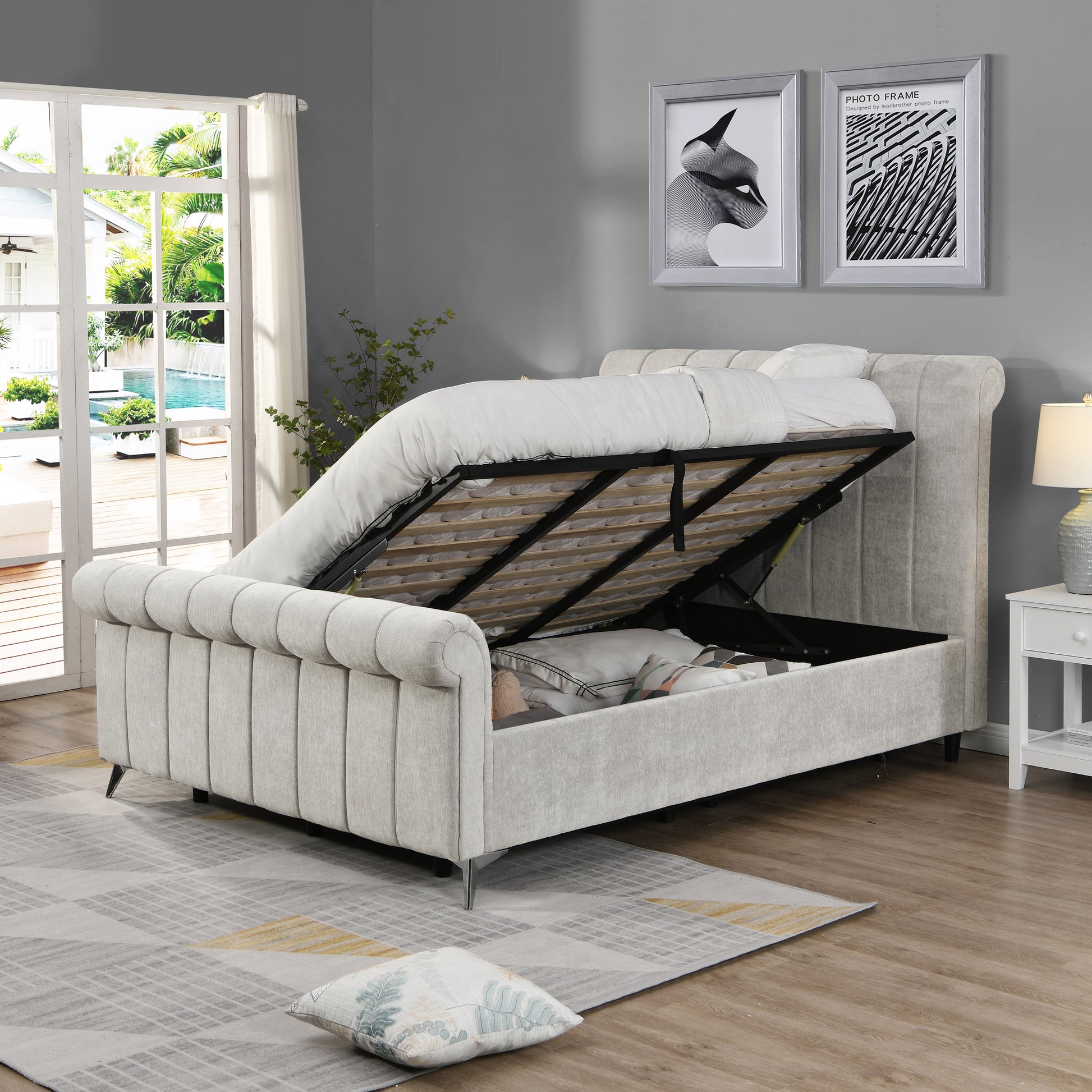 Carlow Beige Gas-Lift Bed