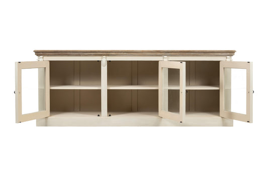 Cornwall 3 Door Sideboard - Antique White/Oak Wash Top