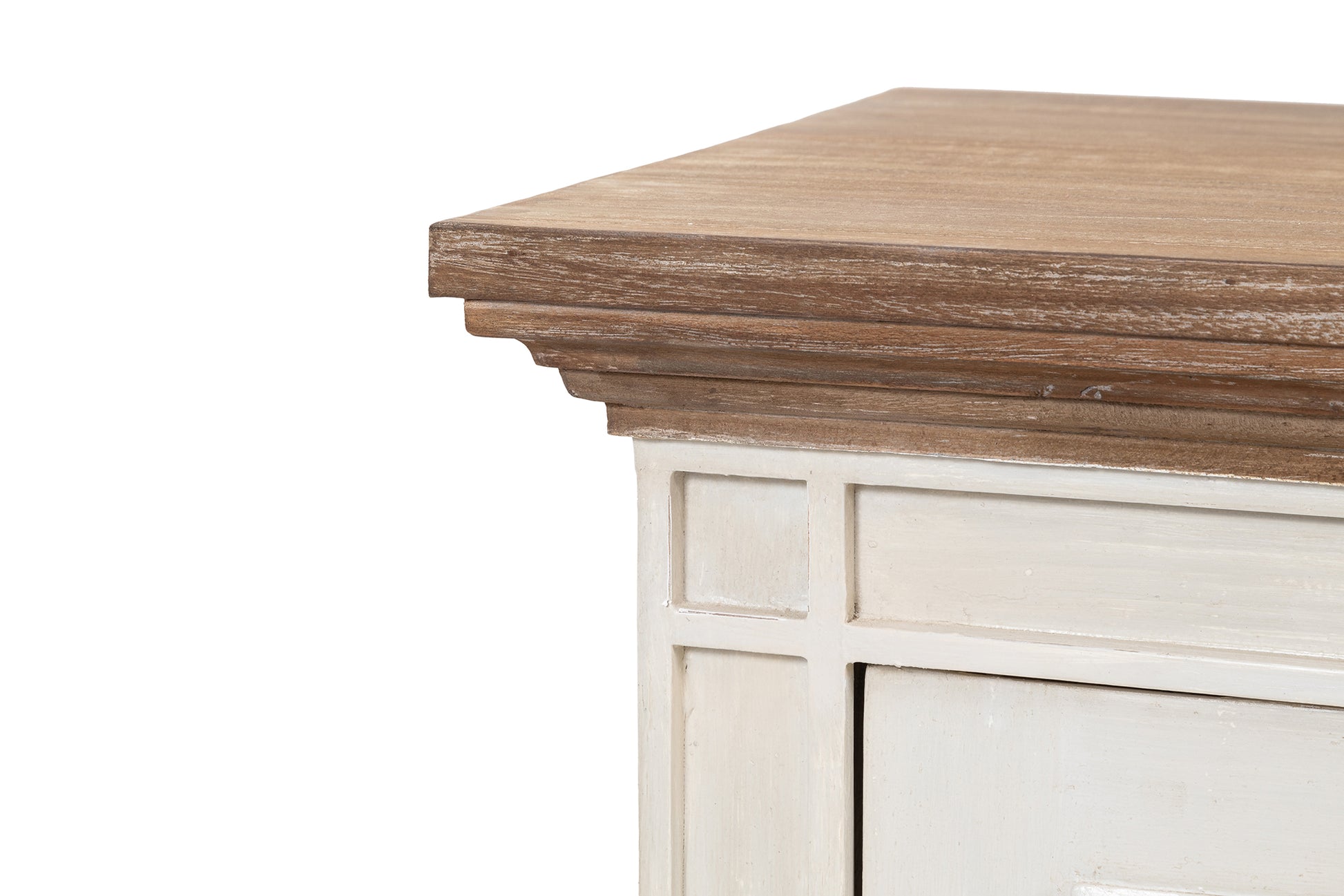 Devon 4 Door Sideboard - Rustic White /Oak Wash Top