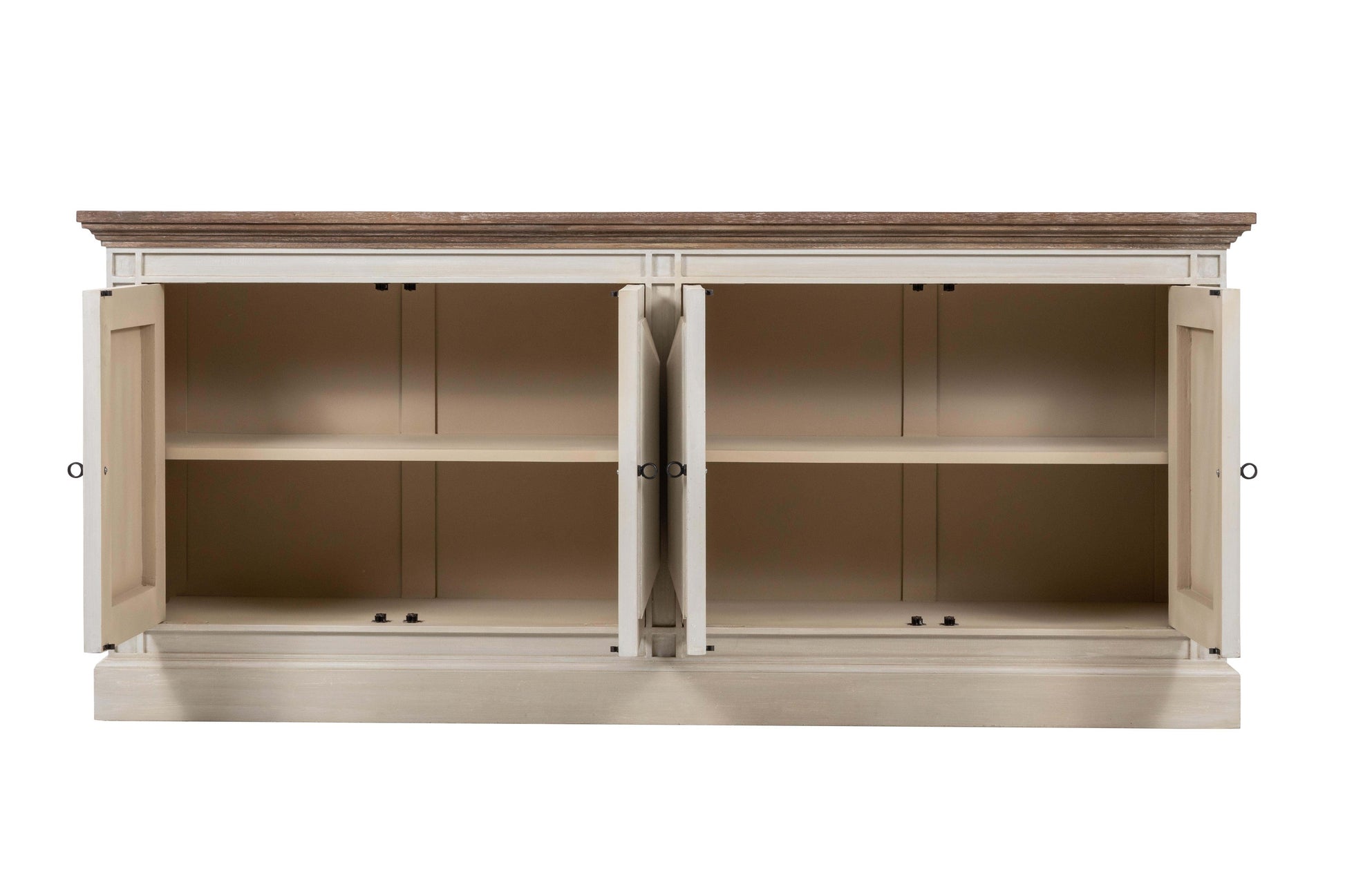 Devon 4 Door Sideboard - Rustic White /Oak Wash Top