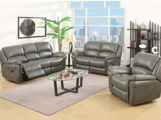 Farnham 3+1+1 Sofa Suite Leather Aire - Grey