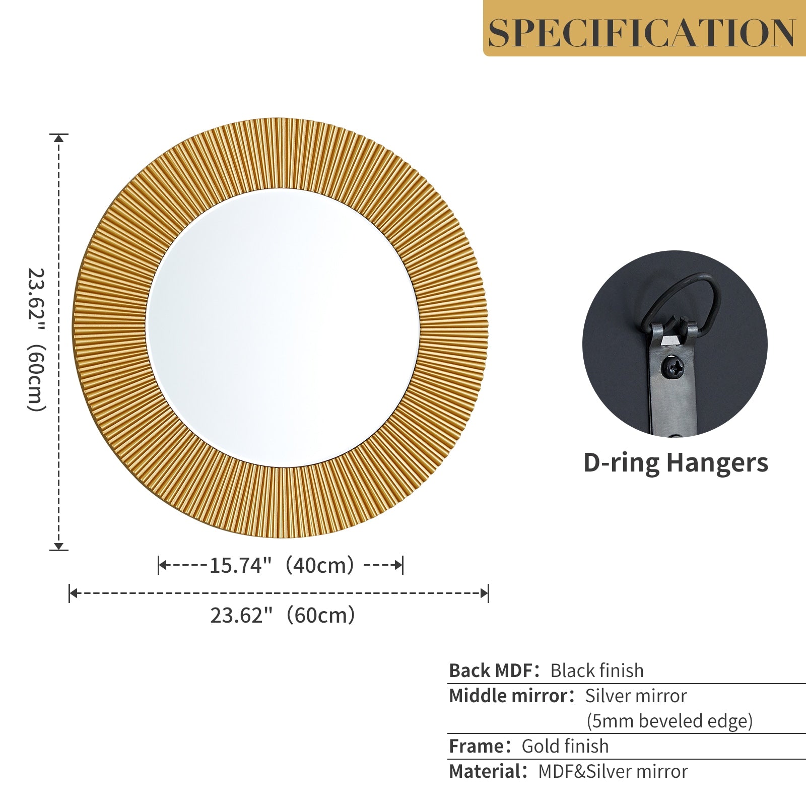 GD003 Round Gold Rivet Mirror