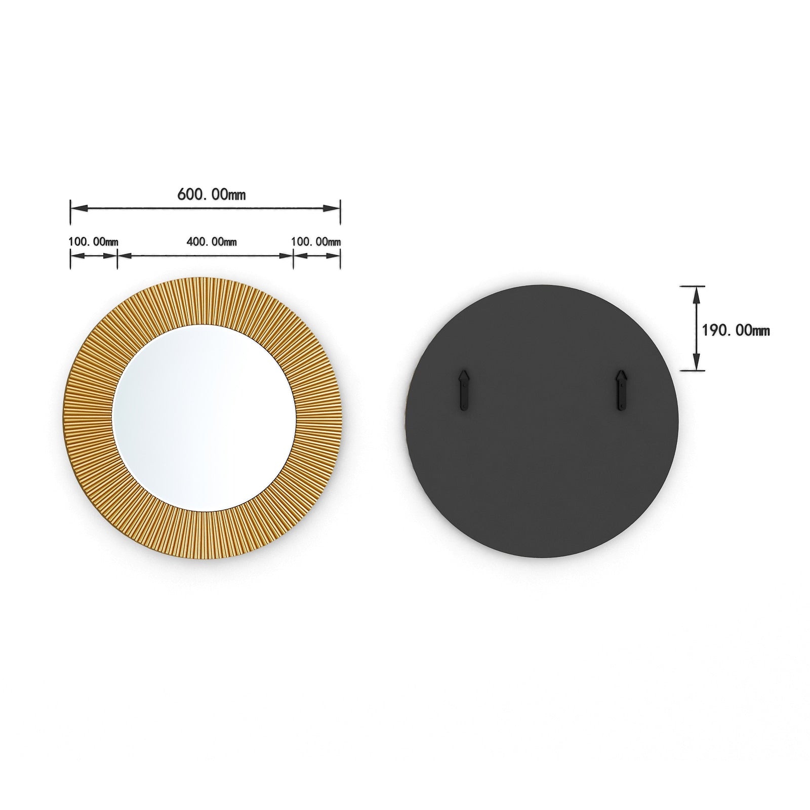 GD003 Round Gold Rivet Mirror