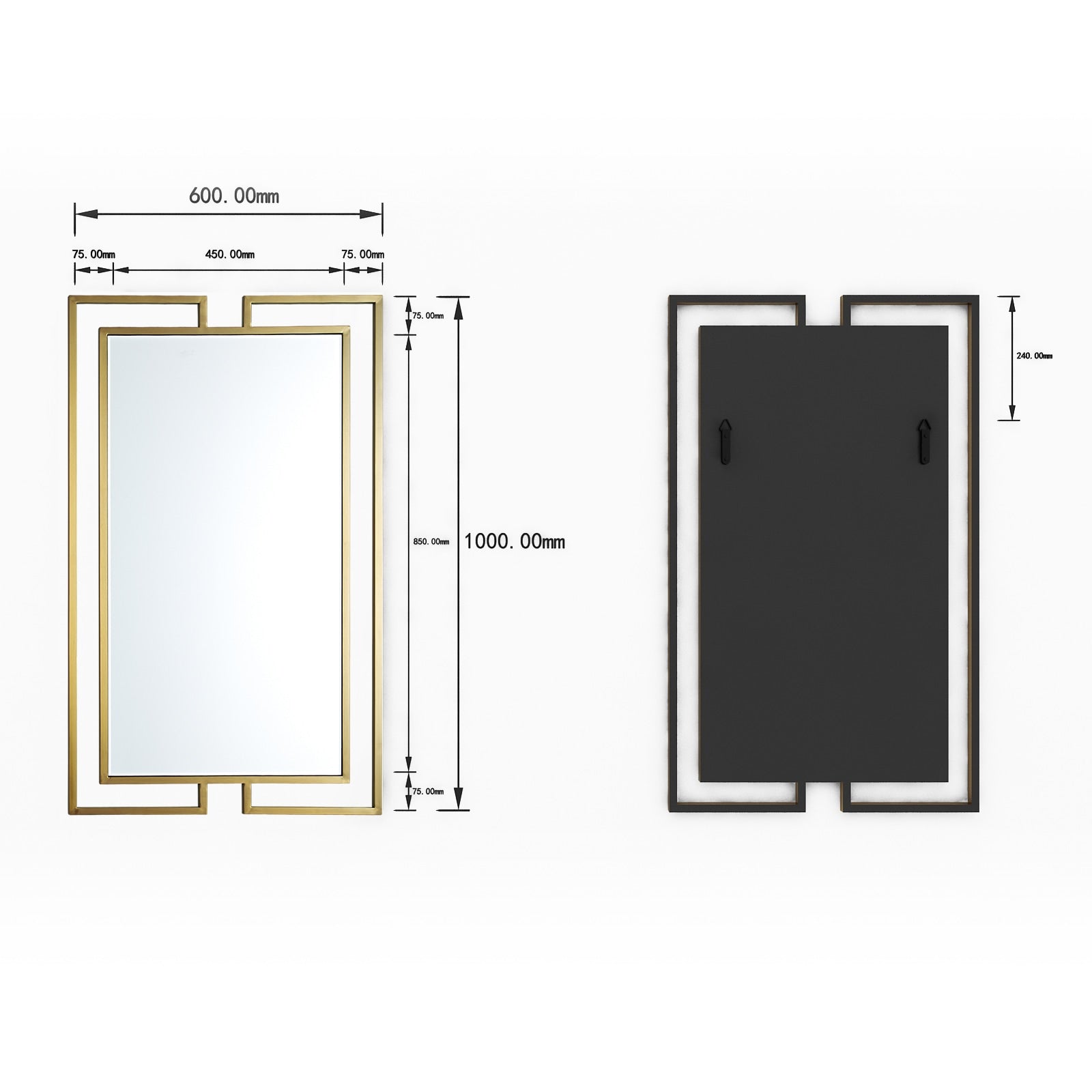 GD007 Rectangular Gold Geometric Mirror – Wall Mirror