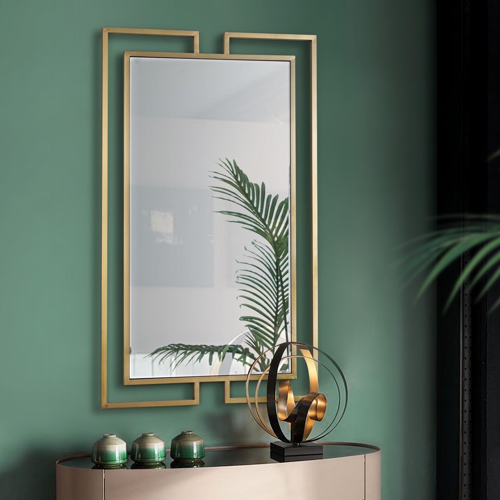 GD007 Rectangular Gold Geometric Mirror – Wall Mirror