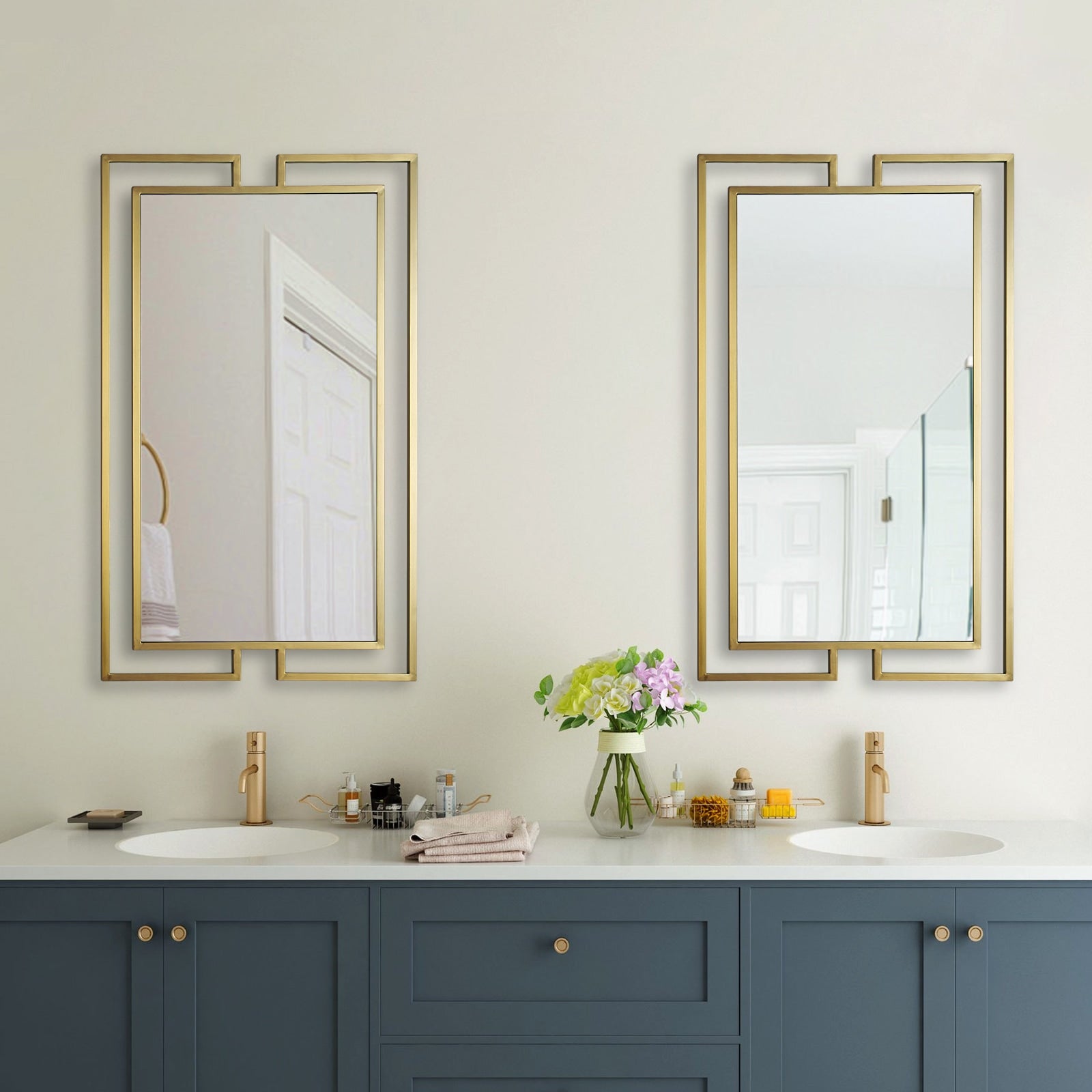 GD007 Rectangular Gold Geometric Mirror – Wall Mirror