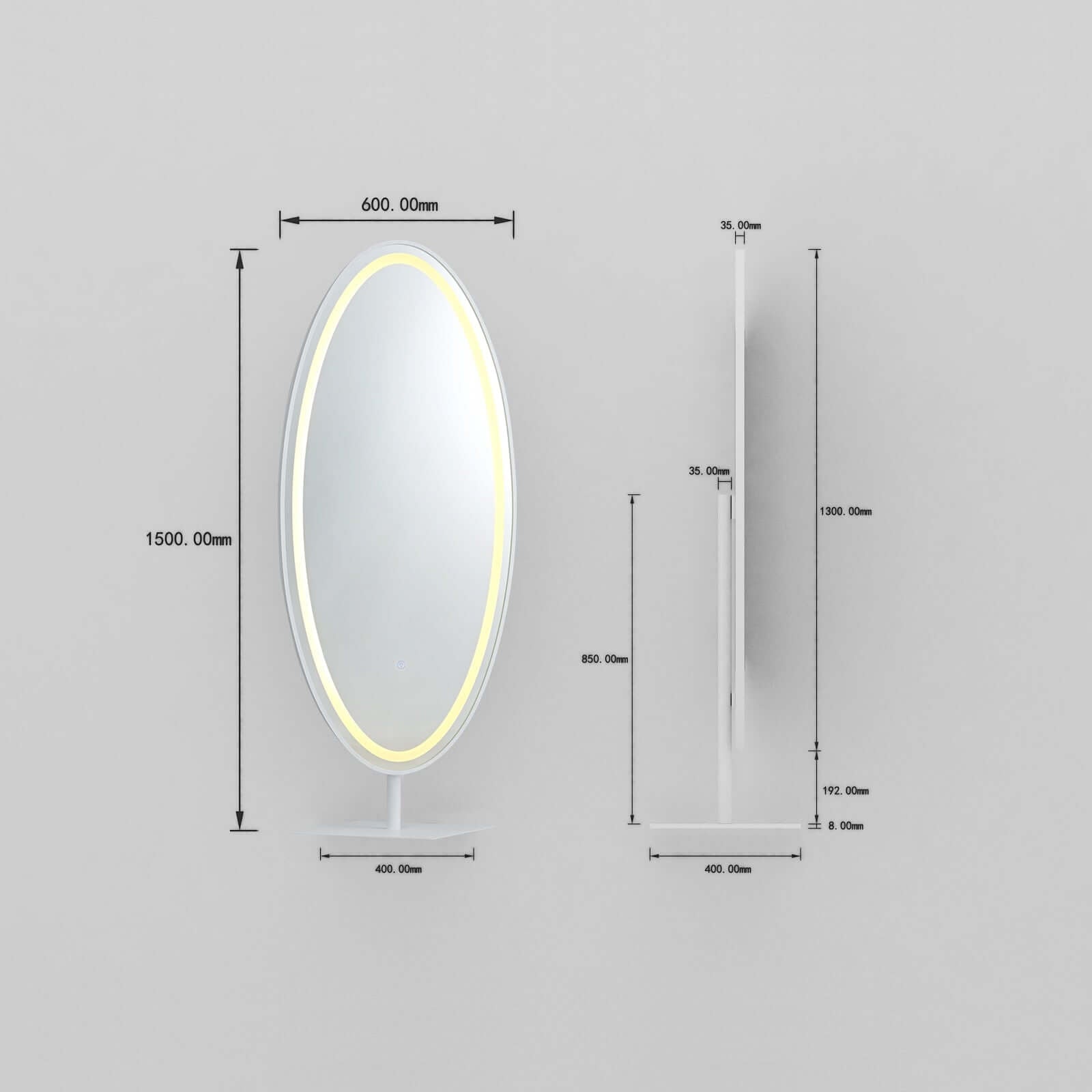 GD018 Freestanding Oval Mirror with LED & Bluetooth
