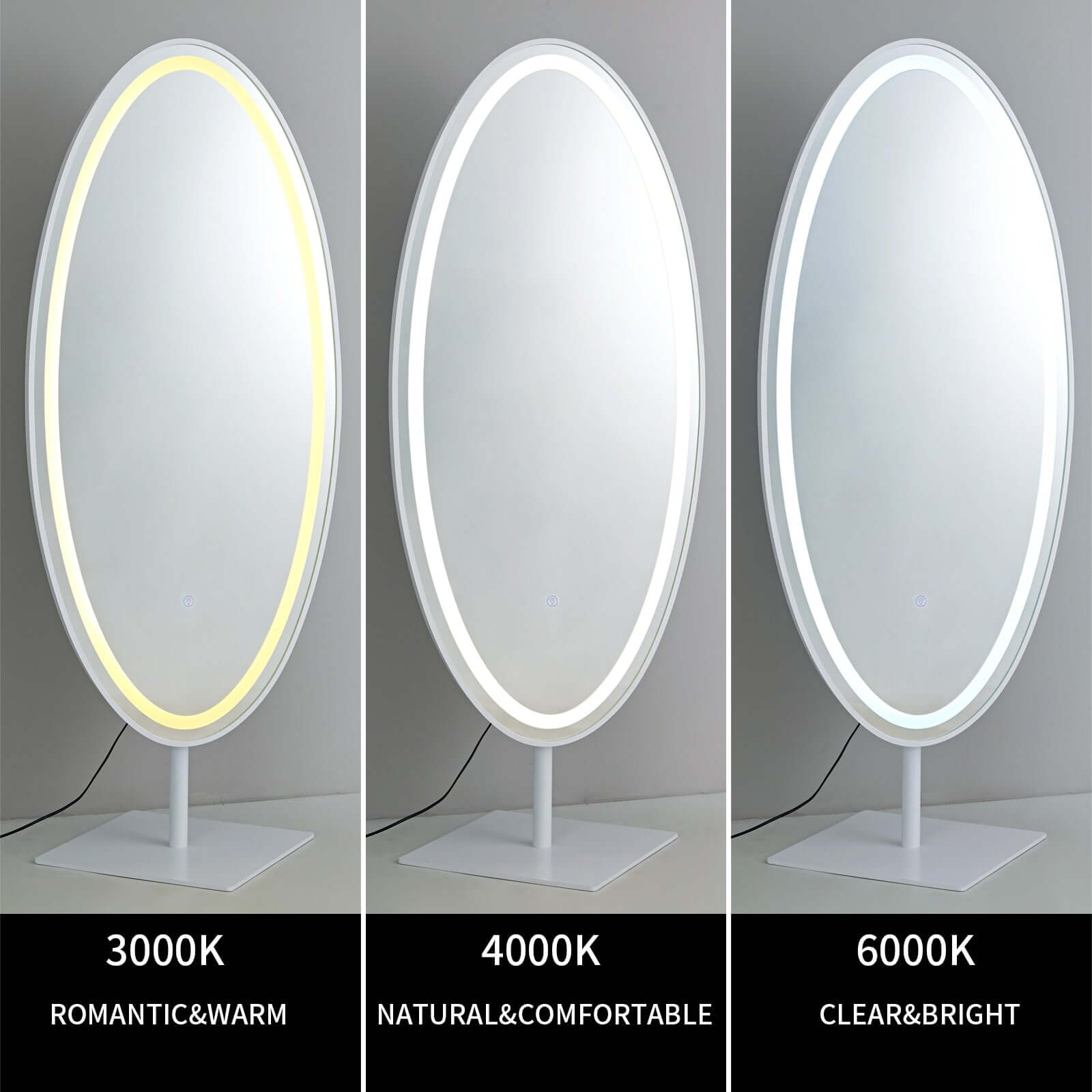 GD018 Freestanding Oval Mirror with LED & Bluetooth