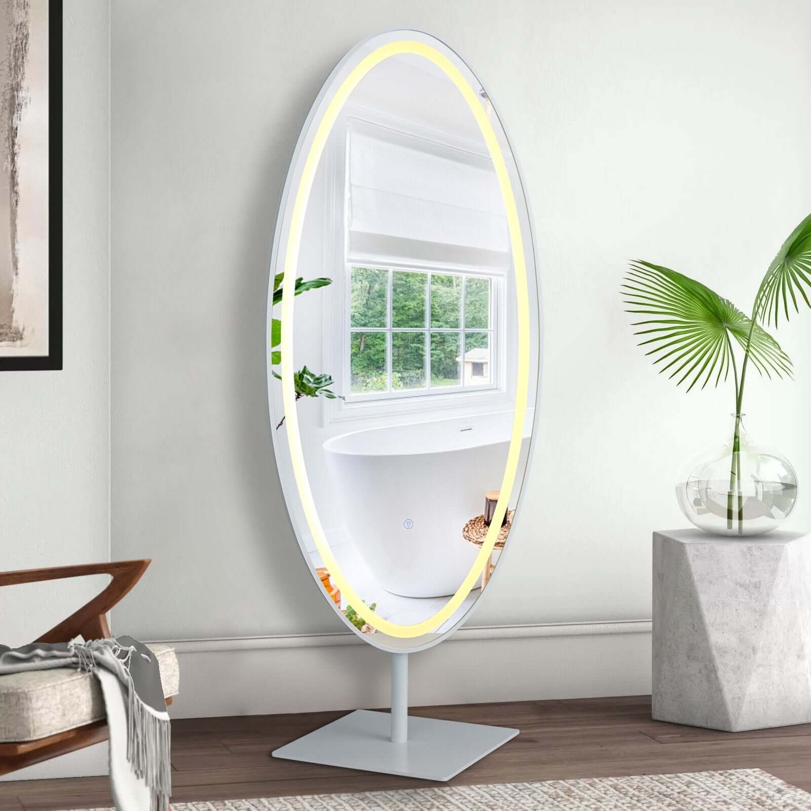 GD018 Freestanding Oval Mirror with LED & Bluetooth