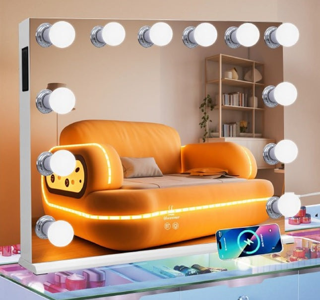 Glam Landscape Hollywood Makeup Mirror with Bluetooth