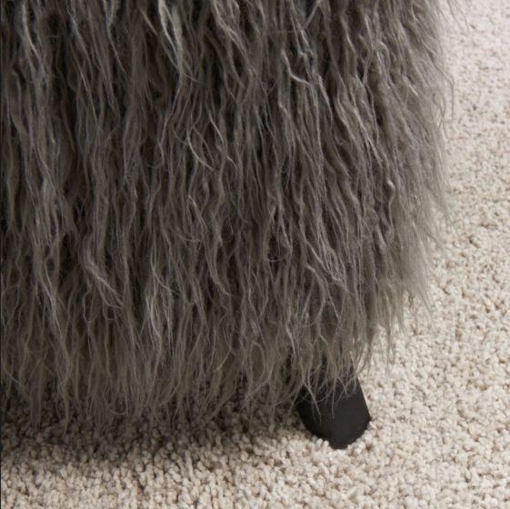 Heavy Shag Faux Sheepskin Cube Stool – Grey, Pink & Teal
