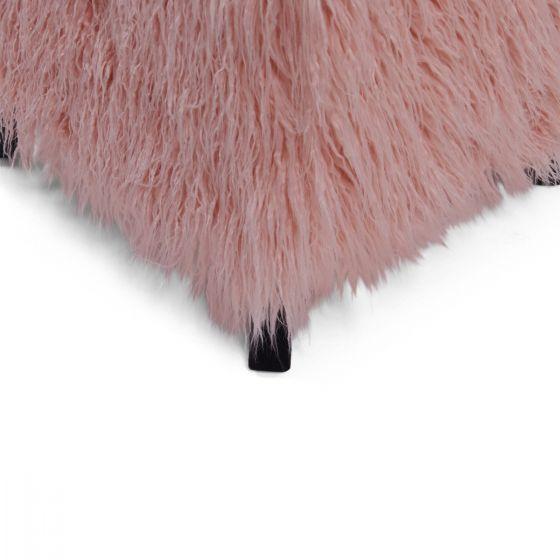 Heavy Shag Faux Sheepskin Cube Stool – Grey, Pink & Teal