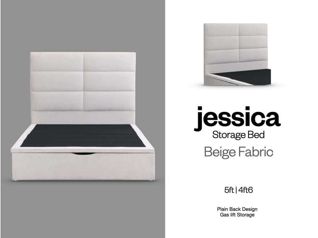 Jessica Storage Bed - Beige