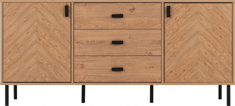 Leon 2 Door 3 Drawer Sideboard - Medium Oak Effect
