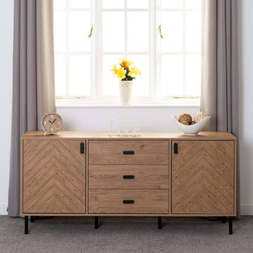 Leon 2 Door 3 Drawer Sideboard - Medium Oak Effect