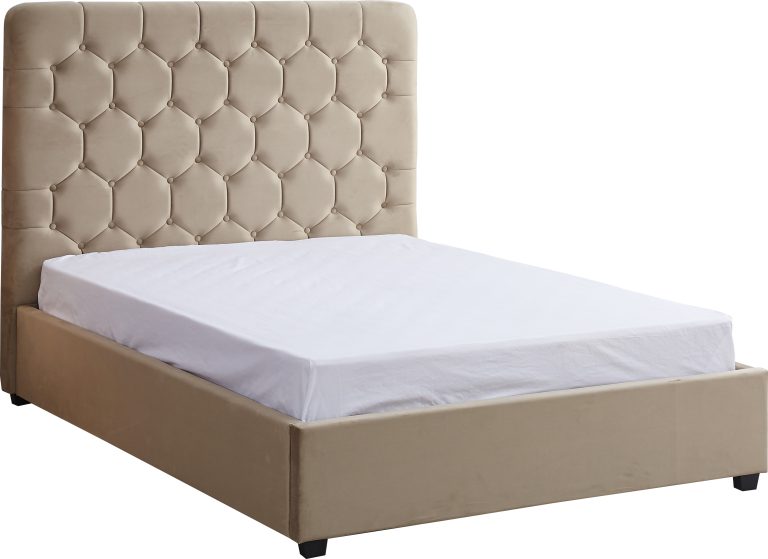 Madison Ottoman 5' King Bed - Fawn Velvet Fabric