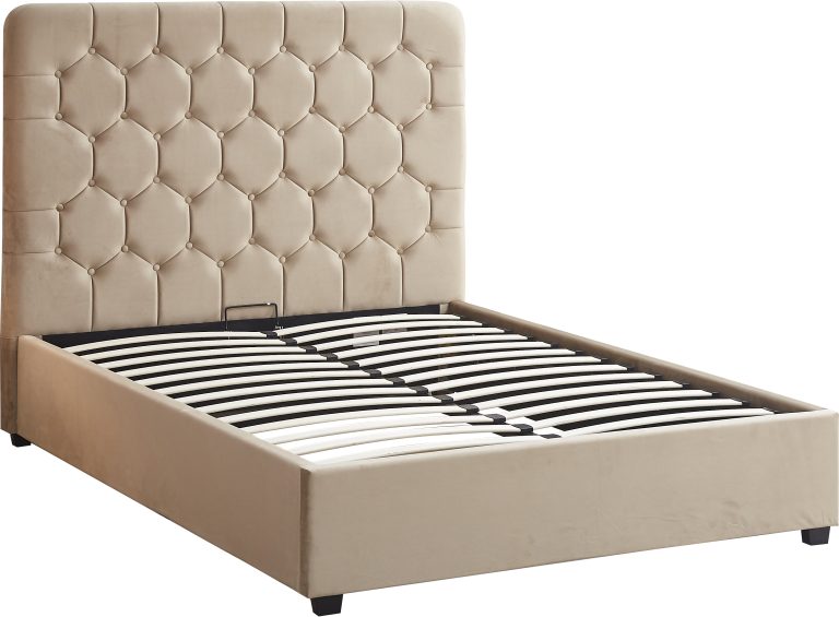 Madison Ottoman 5' King Bed - Fawn Velvet Fabric