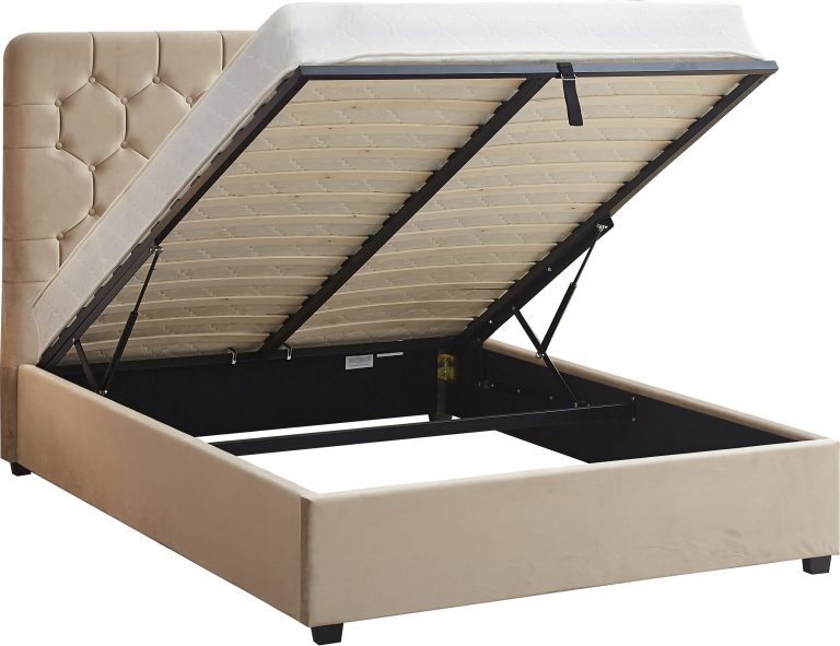 Madison Ottoman 5' King Bed - Fawn Velvet Fabric