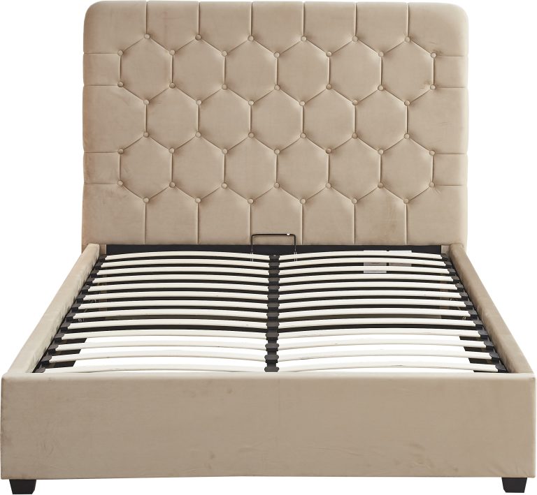 Madison Ottoman 5' King Bed - Fawn Velvet Fabric