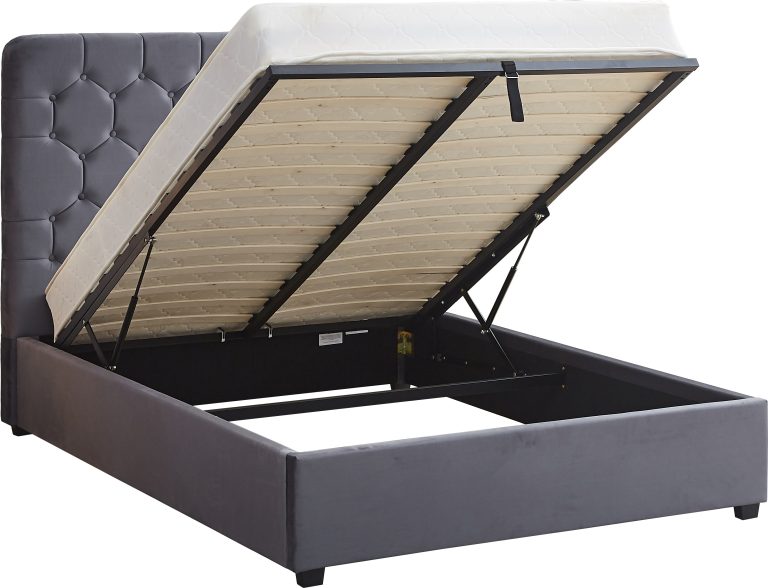 Madison Ottoman 5' King Bed - Grey Velvet Fabric