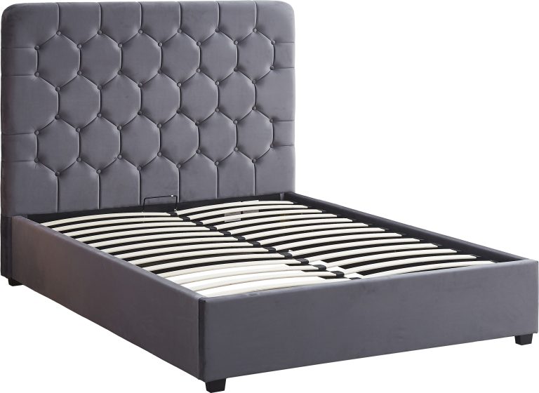 Madison Ottoman 5' King Bed - Grey Velvet Fabric
