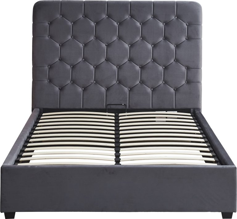Madison Ottoman 5' King Bed - Grey Velvet Fabric