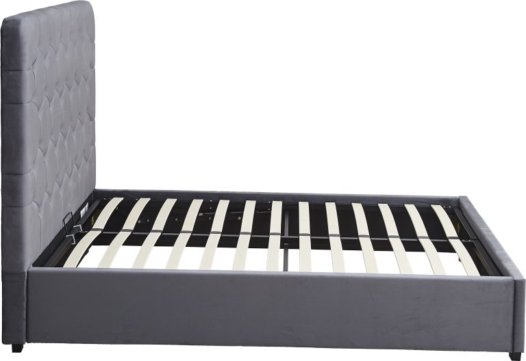 Madison Ottoman 5' King Bed - Grey Velvet Fabric