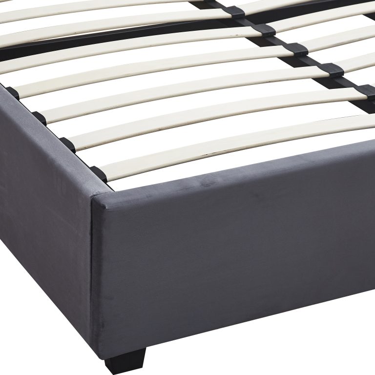 Madison Ottoman 5' King Bed - Grey Velvet Fabric