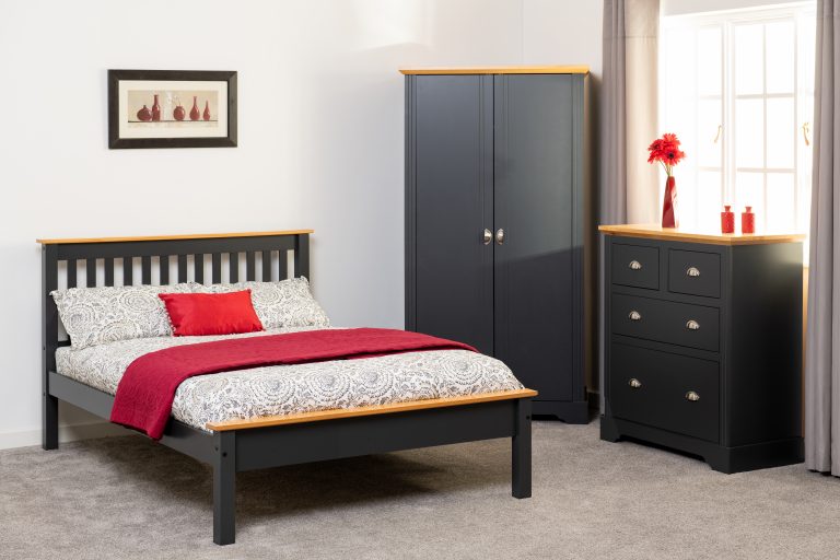 Monaco 4'6" Double Bed Low Foot End - Grey/Oak Effect